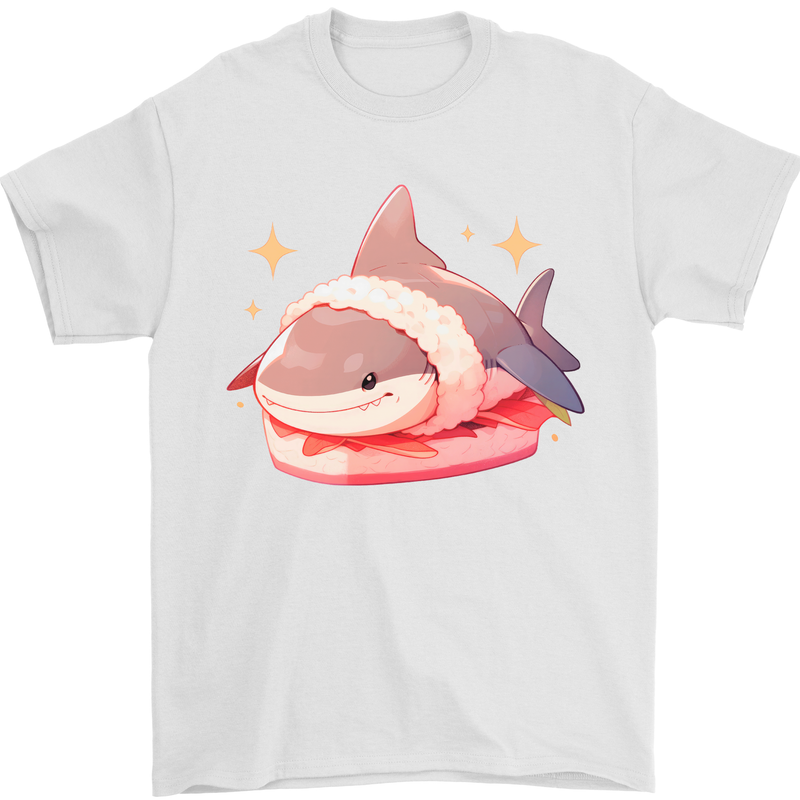 Shark Sushi Mens T-Shirt 100% Cotton White