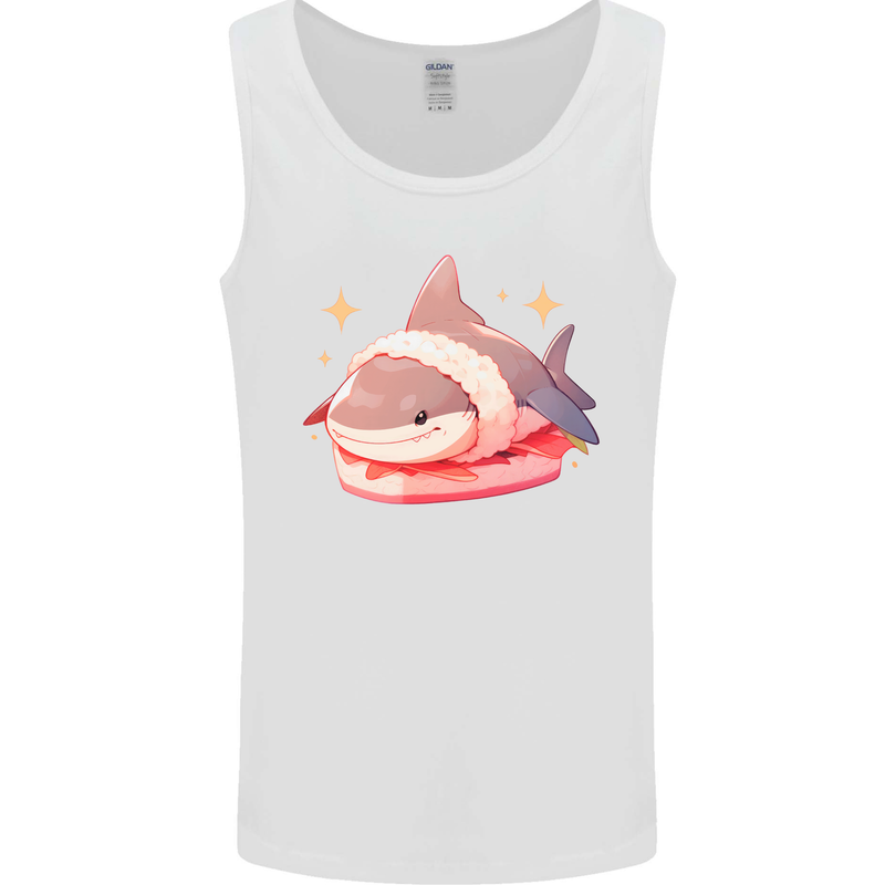 Shark Sushi Mens Vest Tank Top White
