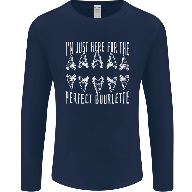 Shark Teeth Fossils Palaeontology Megalodon Mens Long Sleeve T-Shirt Navy Blue