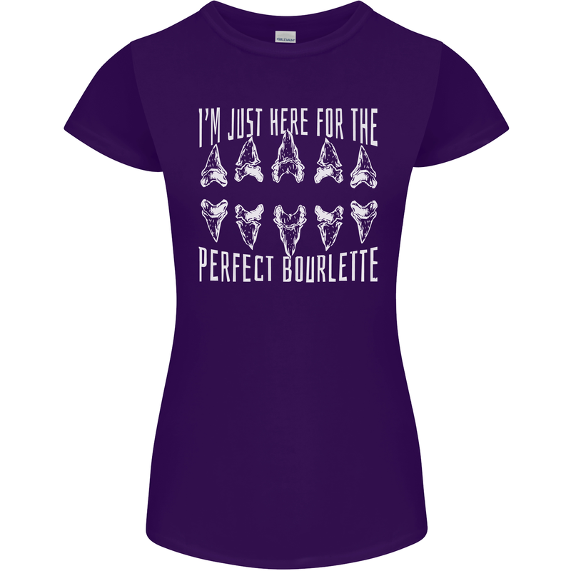 Shark Teeth Fossils Palaeontology Megalodon Womens Petite Cut T-Shirt Purple
