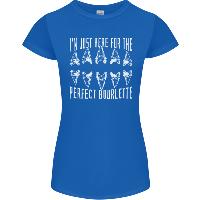 Shark Teeth Fossils Palaeontology Megalodon Womens Petite Cut T-Shirt Royal Blue