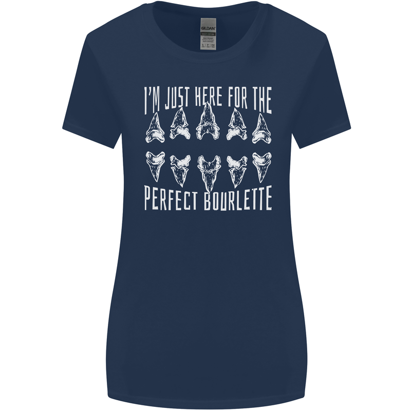 Shark Teeth Fossils Palaeontology Megalodon Womens Wider Cut T-Shirt Navy Blue