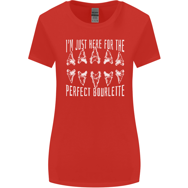 Shark Teeth Fossils Palaeontology Megalodon Womens Wider Cut T-Shirt Red