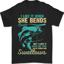 She Bends Over Rude Fishing Funny Mens T-Shirt 100% Cotton Black