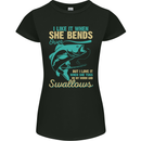 She Bends Over Rude Fishing Funny Womens Petite Cut T-Shirt Black