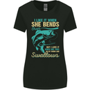 She Bends Over Rude Fishing Funny Womens Wider Cut T-Shirt Black