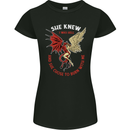 She Knew I Was Hell Devil & Angel Valentines Day Womens Petite Cut T-Shirt Black