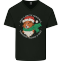 Sheltie Dog Christmas Mens V-Neck Cotton T-Shirt Black