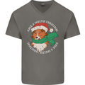 Sheltie Dog Christmas Mens V-Neck Cotton T-Shirt Charcoal