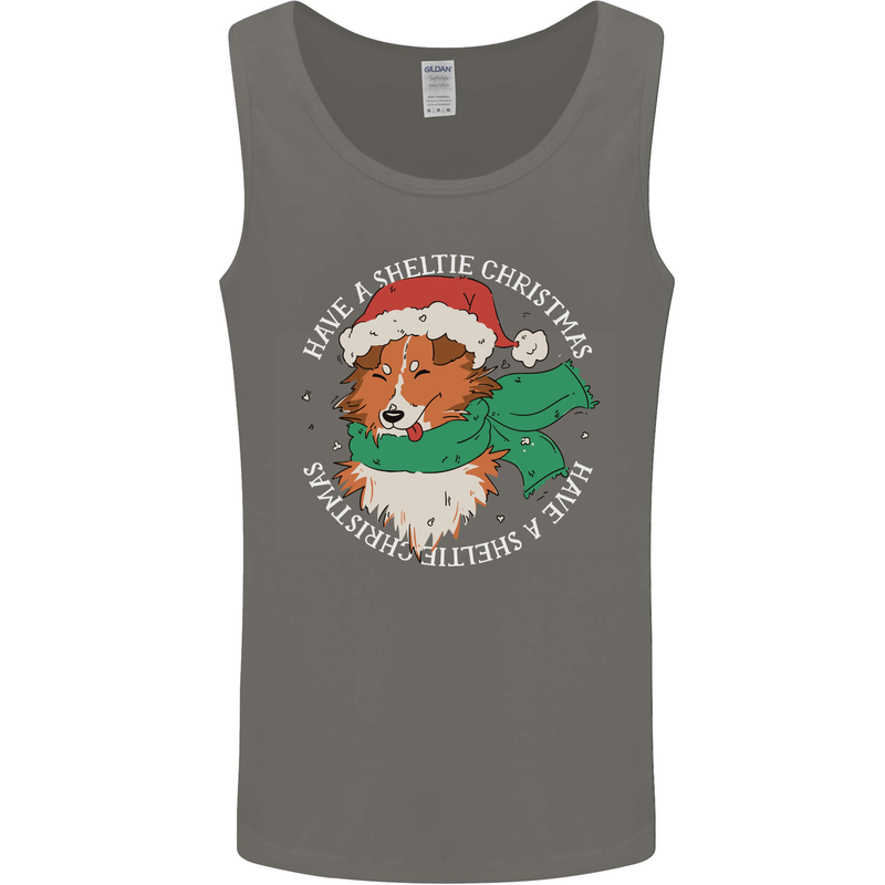 Sheltie Dog Christmas Mens Vest Tank Top Charcoal