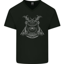 Shiba Inu Samurai Warrior Dog Mens V-Neck Cotton T-Shirt Black