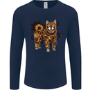 Shiba Inu Steampunk Dog Mens Long Sleeve T-Shirt Navy Blue