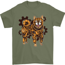 Shiba Inu Steampunk Dog Mens T-Shirt 100% Cotton Military Green