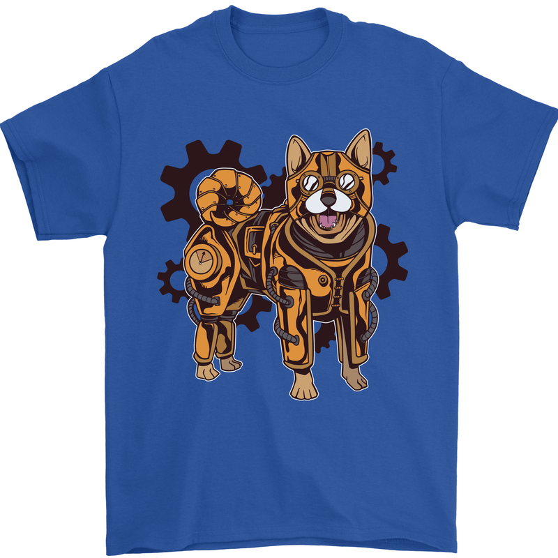 Shiba Inu Steampunk Dog Mens T-Shirt 100% Cotton Royal Blue