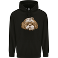 Shih Tzu Dog Head Mens 80% Cotton Hoodie Black