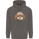 Shih Tzu Dog Head Mens 80% Cotton Hoodie Charcoal