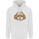 Shih Tzu Dog Head Mens 80% Cotton Hoodie White