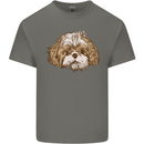 Shih Tzu Dog Head Mens Cotton T-Shirt Tee Top Charcoal