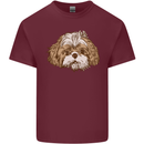 Shih Tzu Dog Head Mens Cotton T-Shirt Tee Top Maroon