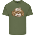 Shih Tzu Dog Head Mens Cotton T-Shirt Tee Top Military Green