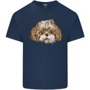 Shih Tzu Dog Head Mens Cotton T-Shirt Tee Top Navy Blue