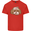 Shih Tzu Dog Head Mens Cotton T-Shirt Tee Top Red