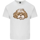 Shih Tzu Dog Head Mens Cotton T-Shirt Tee Top White