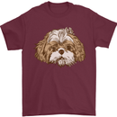 Shih Tzu Dog Head Mens T-Shirt 100% Cotton Maroon