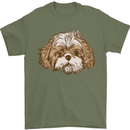 Shih Tzu Dog Head Mens T-Shirt 100% Cotton Military Green