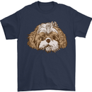 Shih Tzu Dog Head Mens T-Shirt 100% Cotton Navy Blue