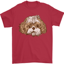 Shih Tzu Dog Head Mens T-Shirt 100% Cotton Red