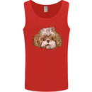 Shih Tzu Dog Head Mens Vest Tank Top Red