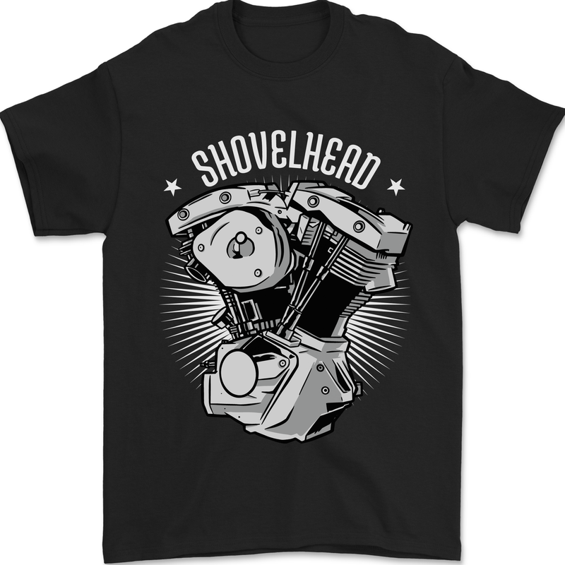 a black shirt with a motorcycle engine on it