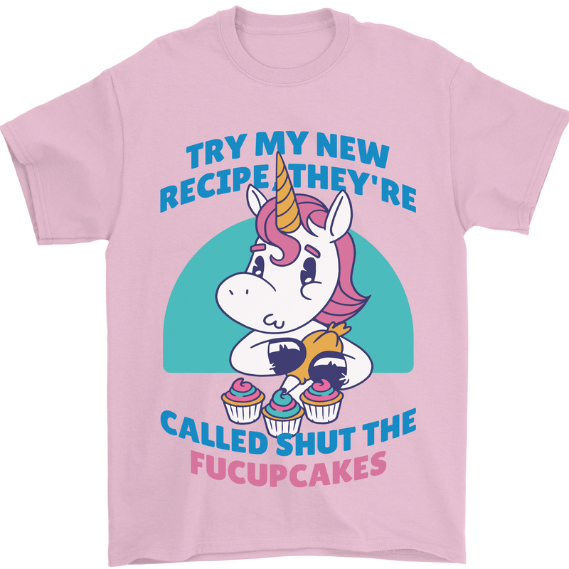 Shut the Fuckupcakes Funny Offensive Unicorn Mens T-Shirt 100% Cotton Light Pink