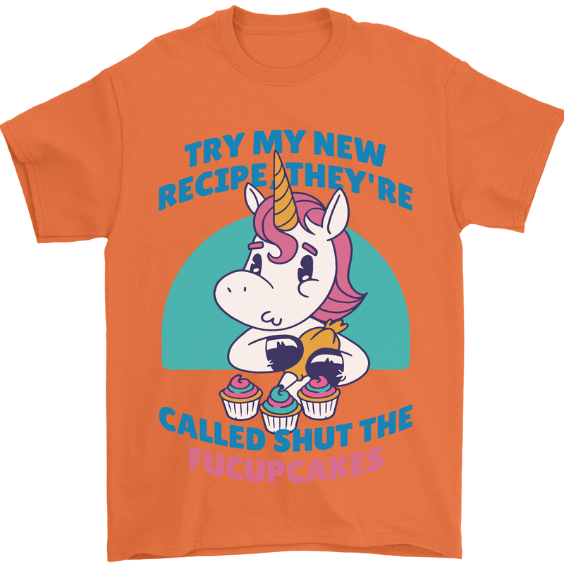 Shut the Fuckupcakes Funny Offensive Unicorn Mens T-Shirt 100% Cotton Orange