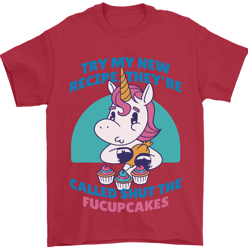 Shut the Fuckupcakes Funny Offensive Unicorn Mens T-Shirt 100% Cotton Red