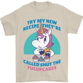 Shut the Fuckupcakes Funny Offensive Unicorn Mens T-Shirt 100% Cotton Sand