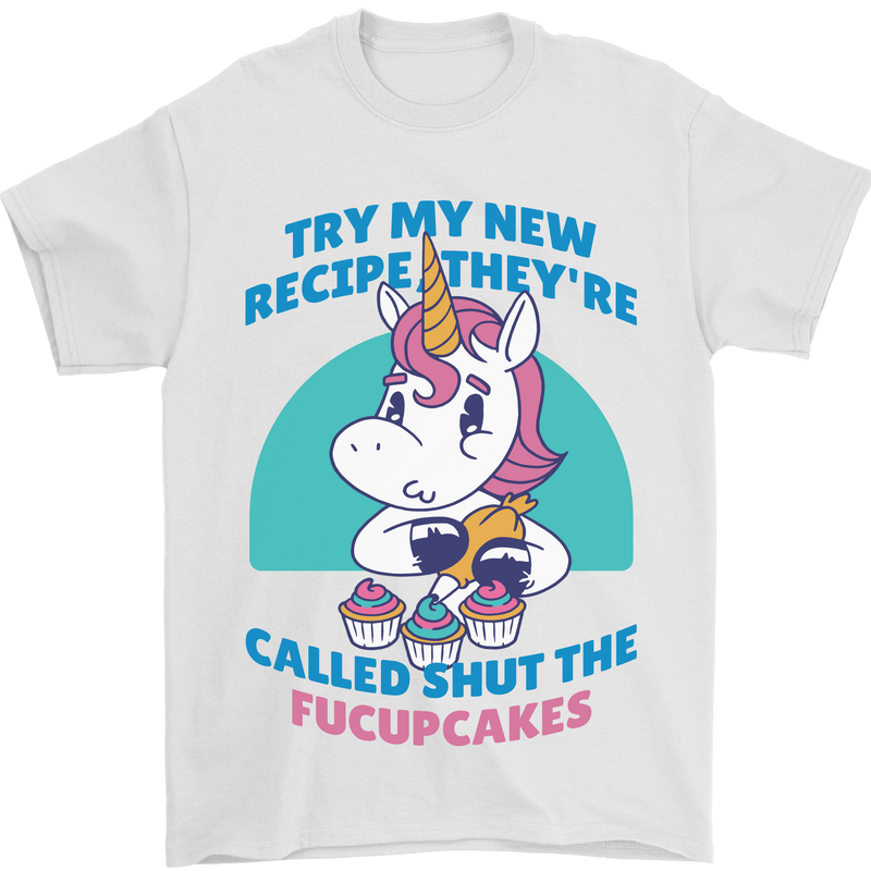 Shut the Fuckupcakes Funny Offensive Unicorn Mens T-Shirt 100% Cotton White
