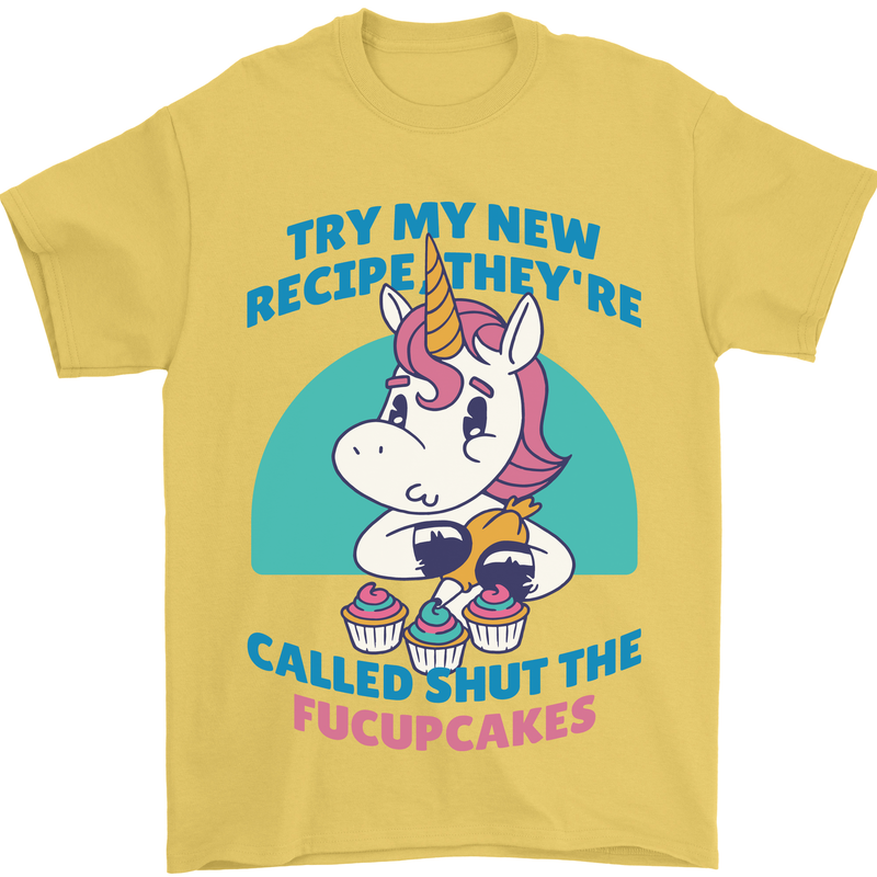 Shut the Fuckupcakes Funny Offensive Unicorn Mens T-Shirt 100% Cotton Yellow