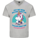Shut the Fuckupcakes Funny Offensive Unicorn Mens V-Neck Cotton T-Shirt Sports Grey