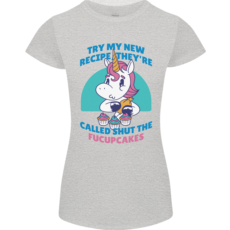 Shut the Fuckupcakes Funny Offensive Unicorn Womens Petite Cut T-Shirt Sports Grey