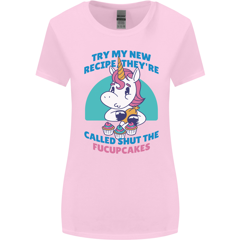 Shut the Fuckupcakes Funny Offensive Unicorn Womens Wider Cut T-Shirt Light Pink
