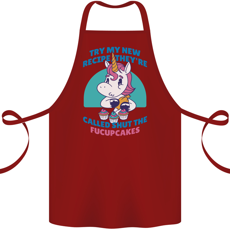 Shut the Fuckupcakes Offensive Funny Unicorn Cotton Apron 100% Organic Maroon