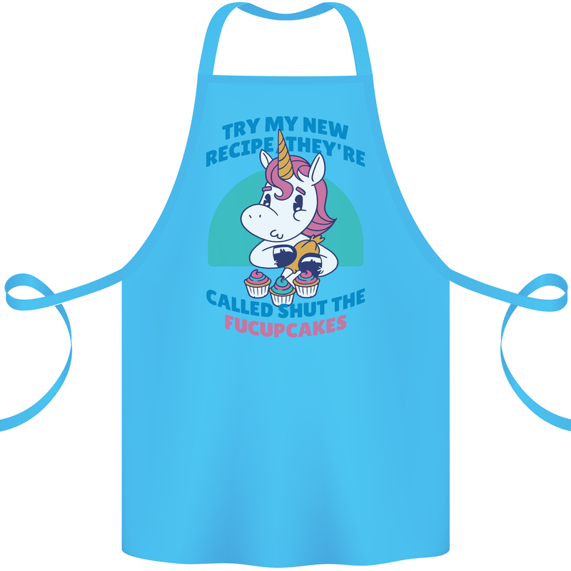 Shut the Fuckupcakes Offensive Funny Unicorn Cotton Apron 100% Organic Turquoise