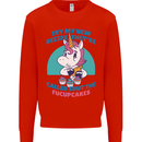 Shut the Fuckupcakes Offensive Funny Unicorn Kids Sweatshirt Jumper Bright Red