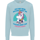 Shut the Fuckupcakes Offensive Funny Unicorn Kids Sweatshirt Jumper Light Blue