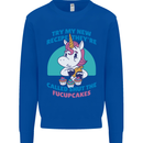 Shut the Fuckupcakes Offensive Funny Unicorn Kids Sweatshirt Jumper Royal Blue