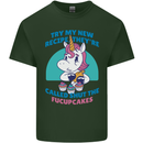 Shut the Fuckupcakes Offensive Funny Unicorn Mens Cotton T-Shirt Tee Top Forest Green