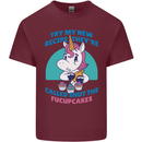 Shut the Fuckupcakes Offensive Funny Unicorn Mens Cotton T-Shirt Tee Top Maroon