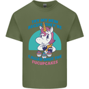 Shut the Fuckupcakes Offensive Funny Unicorn Mens Cotton T-Shirt Tee Top Military Green